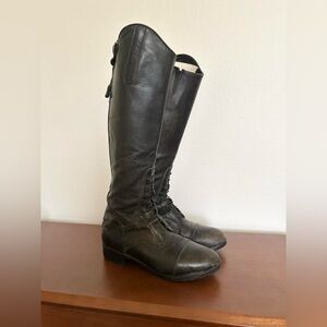 Vintage Black Leather Victorian Style Riding Boots